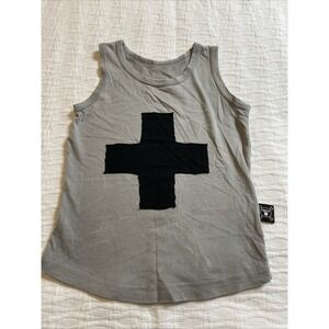 Nununu grey & black Plus tank top Unisex Girls Boys 12-18 Months